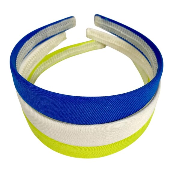 Set Of 3 Colorful Fabric Headbands In Blue White & Yellow For Women & Girls - Picture 2 of 3